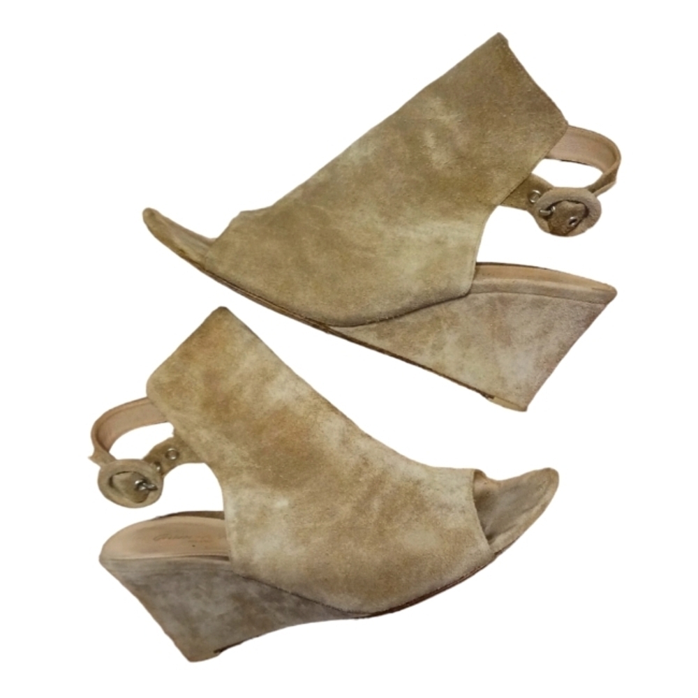 Gianvito Rossi Suede Slingback Wedge Sandal Open Toe size 7-7.5